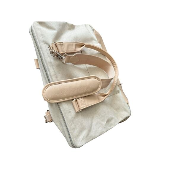 Beis Weekender Bag Canvas Duffle Unisex Travel Gym Overnight Carry On Bag Beige - Picture 7 of 16